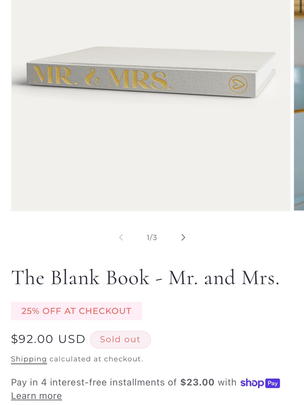 MR. & MRS. Gold-Stamped White Blank Book